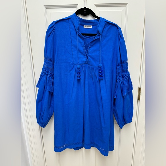 NWOT Ulla Johnson Royal Blue Tunic with Fringe and Tassel Details Sz 10 - Picture 2 of 7